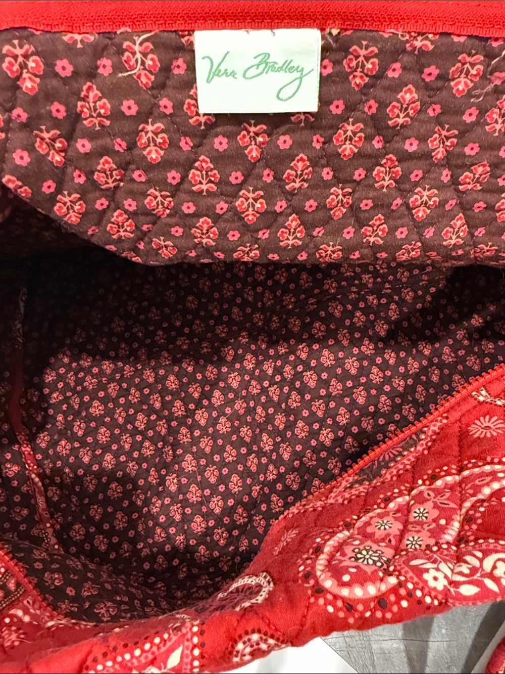 Vera Bradley Red Quilted Paisley Travel Duffle - Picture 2 of 2